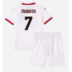 Fotbollsset Barn AC Milan Alvaro Morata #7 Bortatröja 2024-25 Mini-Kit Kortärmad (+ korta byxor)