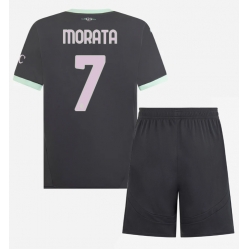 Fotbollsset Barn AC Milan Alvaro Morata #7 Tredje Tröja 2024-25 Mini-Kit Kortärmad (+ korta byxor)