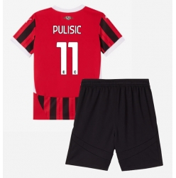 Fotbollsset Barn AC Milan Christian Pulisic #11 Hemmatröja 2024-25 Mini-Kit Kortärmad (+ korta byxor)