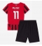 Fotbollsset Barn AC Milan Christian Pulisic #11 Hemmatröja 2024-25 Mini-Kit Kortärmad (+ korta byxor)