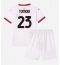 Fotbollsset Barn AC Milan Fikayo Tomori #23 Bortatröja 2024-25 Mini-Kit Kortärmad (+ korta byxor)