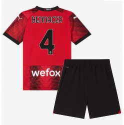 Fotbollsset Barn AC Milan Ismael Bennacer #4 Hemmatröja 2023-24 Mini-Kit Kortärmad (+ korta byxor)