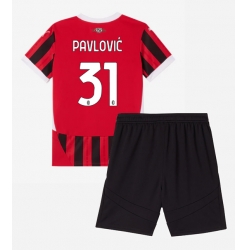 Fotbollsset Barn AC Milan Strahinja Pavlovic #31 Hemmatröja 2024-25 Mini-Kit Kortärmad (+ korta byxor)