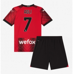 Fotbollsset Barn AC Milan Yacine Adli #7 Hemmatröja 2023-24 Mini-Kit Kortärmad (+ korta byxor)