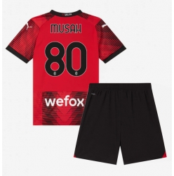 Fotbollsset Barn AC Milan Yunus Musah #80 Hemmatröja 2023-24 Mini-Kit Kortärmad (+ korta byxor)