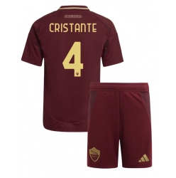 Fotbollsset Barn AS Roma Bryan Cristante #4 Hemmatröja 2024-25 Mini-Kit Kortärmad (+ korta byxor)