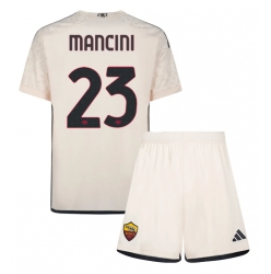 Fotbollsset Barn AS Roma Gianluca Mancini #23 Bortatröja 2023-24 Mini-Kit Kortärmad (+ korta byxor)