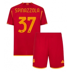 Fotbollsset Barn AS Roma Leonardo Spinazzola #37 Hemmatröja 2023-24 Mini-Kit Kortärmad (+ korta byxor)