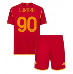 Fotbollsset Barn AS Roma Romelu Lukaku #90 Hemmatröja 2023-24 Mini-Kit Kortärmad (+ korta byxor)