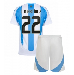 Fotbollsset Barn Argentina Lautaro Martinez #22 Hemmatröja Copa America 2024 Mini-Kit Kortärmad (+ korta byxor)