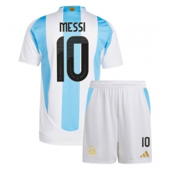 Fotbollsset Barn Argentina Lionel Messi #10 Hemmatröja Copa America 2024 Mini-Kit Kortärmad (+ korta byxor)