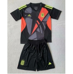 Fotbollsset Barn Argentina Målvakt Hemmatröja Copa America 2024 Mini-Kit Kortärmad (+ korta byxor)