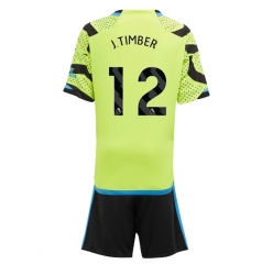 Fotbollsset Barn Arsenal Jurrien Timber #12 Bortatröja 2023-24 Mini-Kit Kortärmad (+ korta byxor)