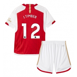 Fotbollsset Barn Arsenal Jurrien Timber #12 Hemmatröja 2023-24 Mini-Kit Kortärmad (+ korta byxor)