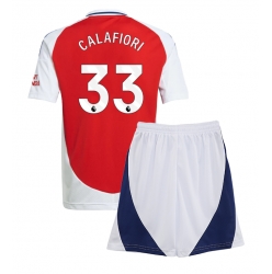 Fotbollsset Barn Arsenal Riccardo Calafiori #33 Hemmatröja 2024-25 Mini-Kit Kortärmad (+ korta byxor)