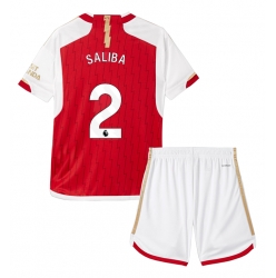 Fotbollsset Barn Arsenal William Saliba #2 Hemmatröja 2023-24 Mini-Kit Kortärmad (+ korta byxor)