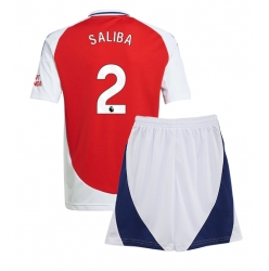 Fotbollsset Barn Arsenal William Saliba #2 Hemmatröja 2024-25 Mini-Kit Kortärmad (+ korta byxor)