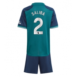 Fotbollsset Barn Arsenal William Saliba #2 Tredje Tröja 2023-24 Mini-Kit Kortärmad (+ korta byxor)