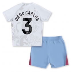 Fotbollsset Barn Aston Villa Diego Carlos #3 Bortatröja 2023-24 Mini-Kit Kortärmad (+ korta byxor)