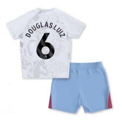 Fotbollsset Barn Aston Villa Douglas Luiz #6 Bortatröja 2023-24 Mini-Kit Kortärmad (+ korta byxor)