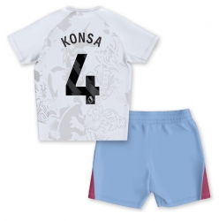 Fotbollsset Barn Aston Villa Ezri Konsa #4 Bortatröja 2023-24 Mini-Kit Kortärmad (+ korta byxor)