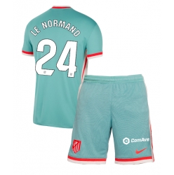 Fotbollsset Barn Atletico Madrid Robin Le Normand #24 Bortatröja 2024-25 Mini-Kit Kortärmad (+ korta byxor)