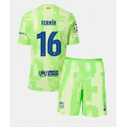 Fotbollsset Barn Barcelona Fermin Lopez #16 Tredje Tröja 2024-25 Mini-Kit Kortärmad (+ korta byxor)