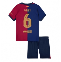 Fotbollsset Barn Barcelona Paez Gavi #6 Hemmatröja 2024-25 Mini-Kit Kortärmad (+ korta byxor)