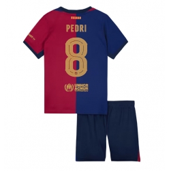 Fotbollsset Barn Barcelona Pedri Gonzalez #8 Hemmatröja 2024-25 Mini-Kit Kortärmad (+ korta byxor)