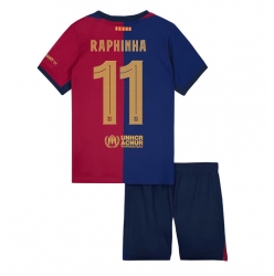 Fotbollsset Barn Barcelona Raphinha Belloli #11 Hemmatröja 2024-25 Mini-Kit Kortärmad (+ korta byxor)