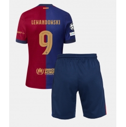 Fotbollsset Barn Barcelona Robert Lewandowski #9 Hemmatröja 2024-25 Mini-Kit Kortärmad (+ korta byxor)