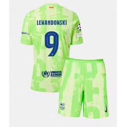 Fotbollsset Barn Barcelona Robert Lewandowski #9 Tredje Tröja 2024-25 Mini-Kit Kortärmad (+ korta byxor)