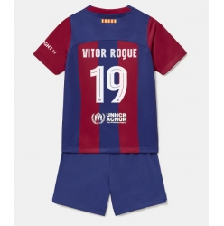 Fotbollsset Barn Barcelona Vitor Roque #19 Hemmatröja 2023-24 Mini-Kit Kortärmad (+ korta byxor)