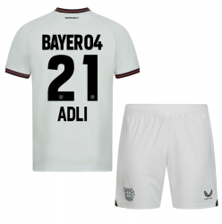 Fotbollsset Barn Bayer Leverkusen Amine Adli #21 Bortatröja 2023-24 Mini-Kit Kortärmad (+ korta byxor)