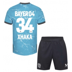 Fotbollsset Barn Bayer Leverkusen Granit Xhaka #34 Tredje Tröja 2023-24 Mini-Kit Kortärmad (+ korta byxor)