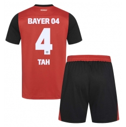 Fotbollsset Barn Bayer Leverkusen Jonathan Tah #4 Hemmatröja 2024-25 Mini-Kit Kortärmad (+ korta byxor)