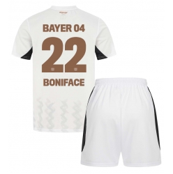 Fotbollsset Barn Bayer Leverkusen Victor Boniface #22 Bortatröja 2024-25 Mini-Kit Kortärmad (+ korta byxor)