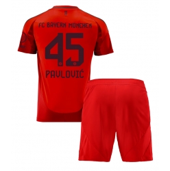 Fotbollsset Barn Bayern Munich Aleksandar Pavlovic #45 Hemmatröja 2024-25 Mini-Kit Kortärmad (+ korta byxor)