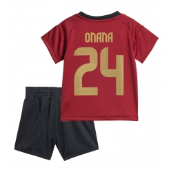 Fotbollsset Barn Belgien Amadou Onana #24 Hemmatröja EM 2024 Mini-Kit Kortärmad (+ korta byxor)