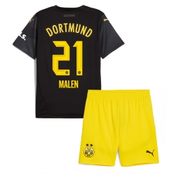 Fotbollsset Barn Borussia Dortmund Donyell Malen #21 Bortatröja 2024-25 Mini-Kit Kortärmad (+ korta byxor)