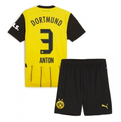 Fotbollsset Barn Borussia Dortmund Waldemar Anton #3 Hemmatröja 2024-25 Mini-Kit Kortärmad (+ korta byxor)