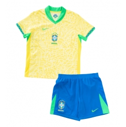 Fotbollsset Barn Brasilien Hemmatröja Copa America 2024 Mini-Kit Kortärmad (+ korta byxor)