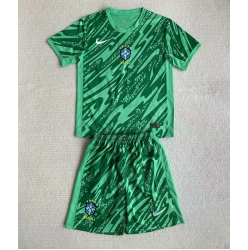 Fotbollsset Barn Brasilien Målvakt Bortatröja Copa America 2024 Mini-Kit Kortärmad (+ korta byxor)