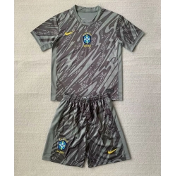 Fotbollsset Barn Brasilien Målvakt Hemmatröja Copa America 2024 Mini-Kit Kortärmad (+ korta byxor)