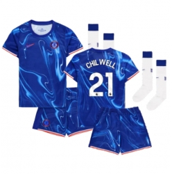 Fotbollsset Barn Chelsea Ben Chilwell #21 Hemmatröja 2024-25 Mini-Kit Kortärmad (+ korta byxor)