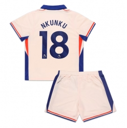 Fotbollsset Barn Chelsea Christopher Nkunku #18 Bortatröja 2024-25 Mini-Kit Kortärmad (+ korta byxor)