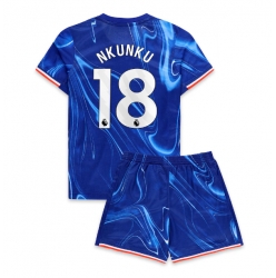 Fotbollsset Barn Chelsea Christopher Nkunku #18 Hemmatröja 2024-25 Mini-Kit Kortärmad (+ korta byxor)