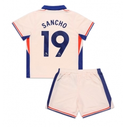 Fotbollsset Barn Chelsea Jadon Sancho #19 Bortatröja 2024-25 Mini-Kit Kortärmad (+ korta byxor)