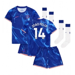 Fotbollsset Barn Chelsea Joao Felix #14 Hemmatröja 2024-25 Mini-Kit Kortärmad (+ korta byxor)