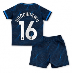 Fotbollsset Barn Chelsea Lesley Ugochukwu #16 Bortatröja 2023-24 Mini-Kit Kortärmad (+ korta byxor)